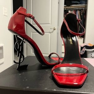 Saint Laurent Women's Opyum Logo High Heel Sandals.